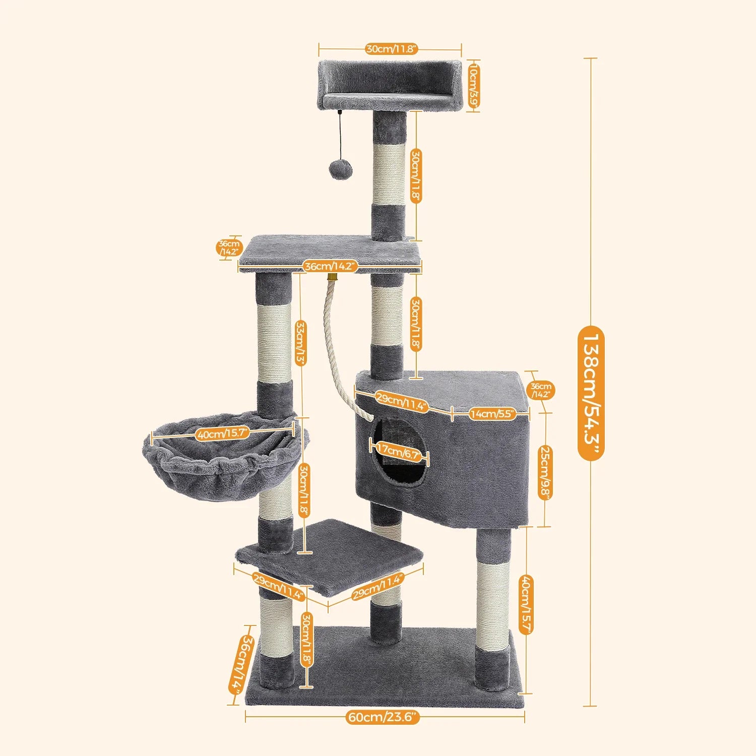 Multi-Level Cat Tree with Condo and Scratching Posts-My Little Pet