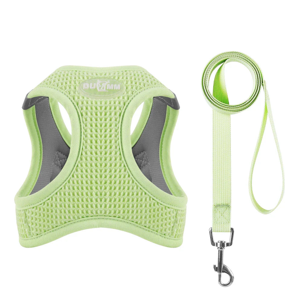 Breathable Waffle Fabric Pet Harness and Leash Set for Small to Medium Dogs and Cats-My Little Pet