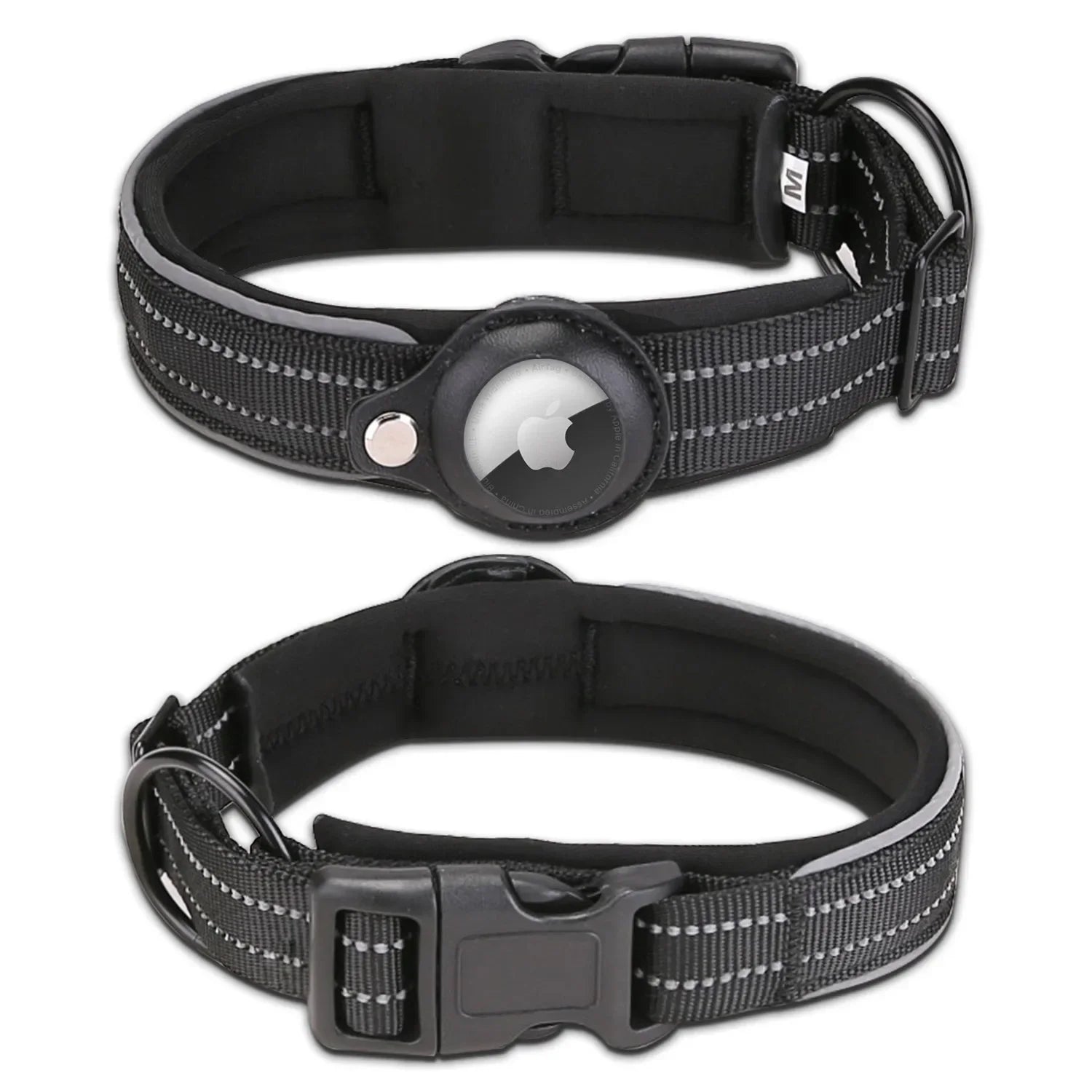 Waterproof Leather Dog Collar with Airtag Holder-My Little Pet