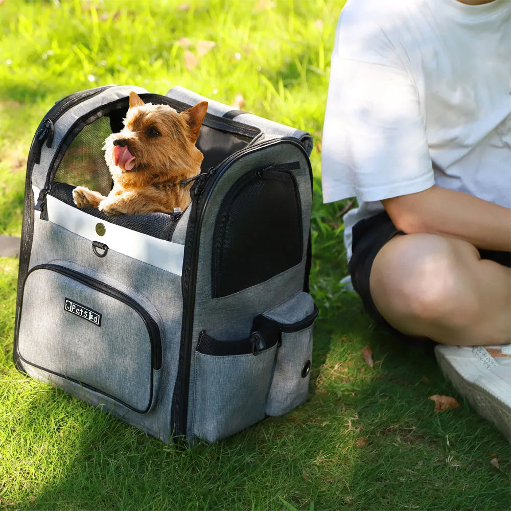 Double Shoulder Pet Backpack for Small Dogs - Sturdy, Breathable, and Foldable-My Little Pet