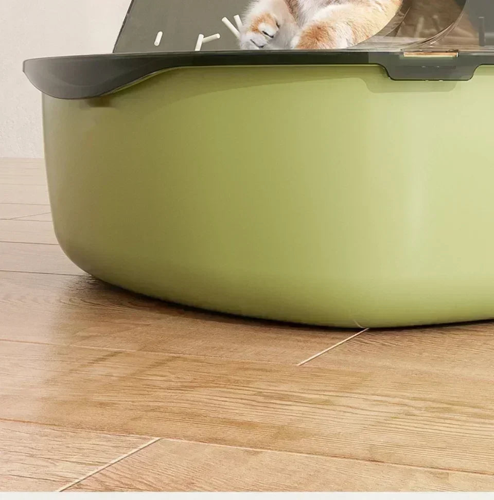 Semi-Enclosed High-Sided Cat Litter Box with Scoop-My Little Pet