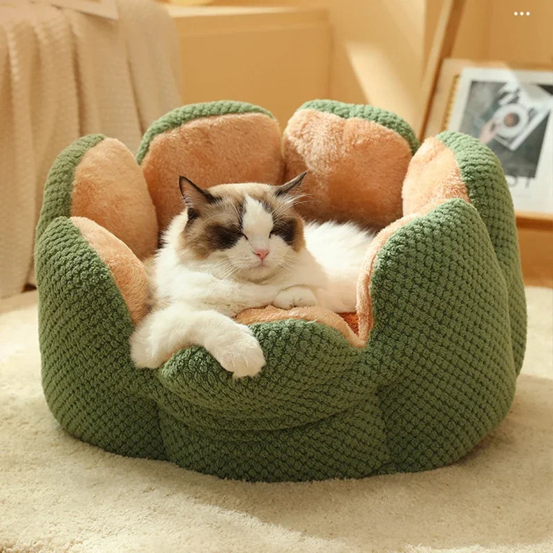 Cozy Cactus Petal-Shaped Pet Bed - Plush Cat and Dog Sleeping Cushion-My Little Pet