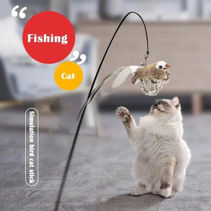 Interactive Feather Teaser Cat Toy with Bell and Suction Cup-My Little Pet