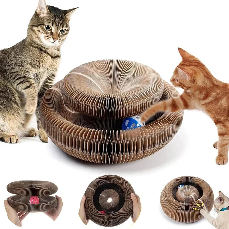 Magic Organ Cat Toy – Round Corrugated Scratcher & Claw Grinding Post-My Little Pet