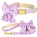 Elegant Velvet Dog Collar and Leash Set with Bowknot for Small to Medium Dogs-My Little Pet