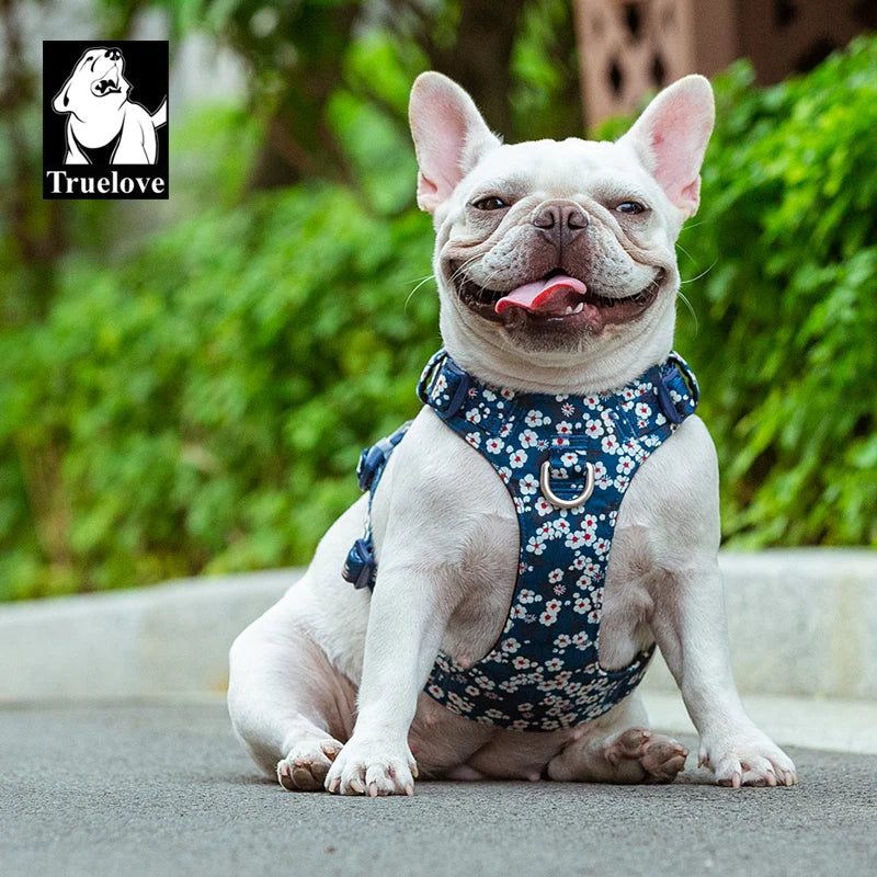 Truelove Floral Cotton Dog Harness - Reflective, Quick Release - Sizes XXS to XL-My Little Pet