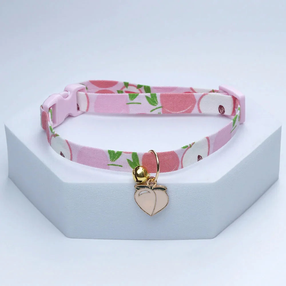 Cute Kawaii Cat and Small Dog Collar with Bell and Flower Design, Adjustable-My Little Pet