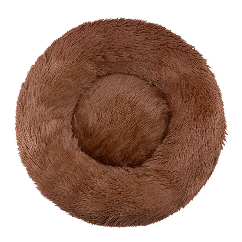 Round Plush Pet Bed – Cozy and Warm for Cats and Dogs-My Little Pet