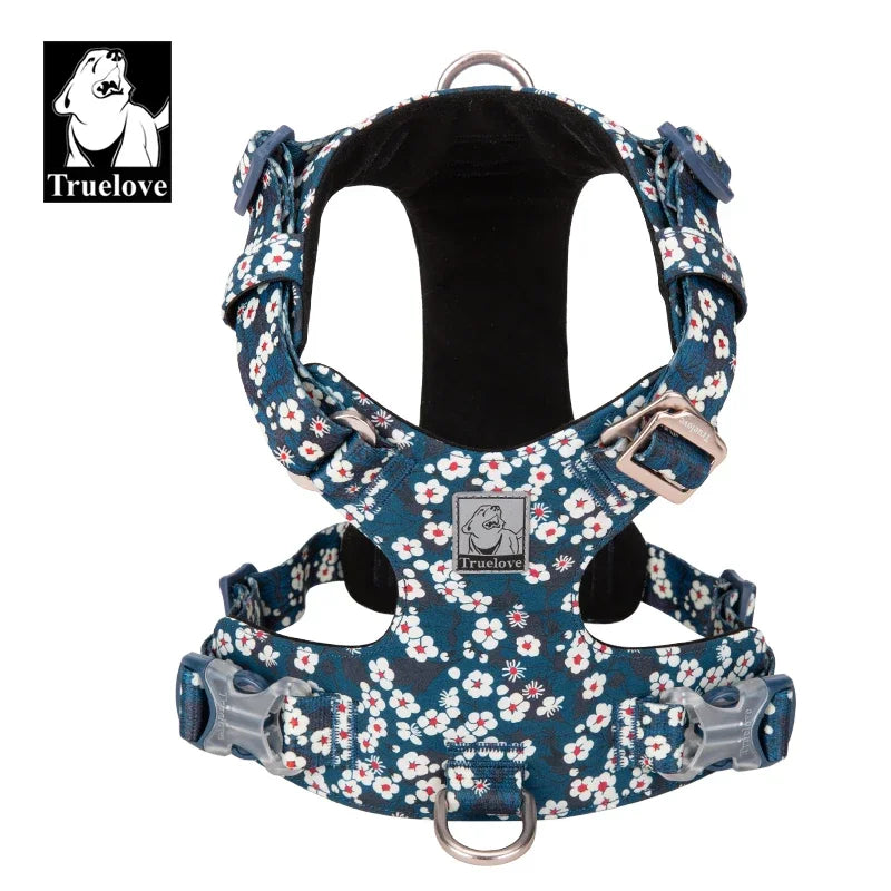 Truelove Floral Cotton Dog Harness - Reflective, Quick Release - Sizes XXS to XL-My Little Pet