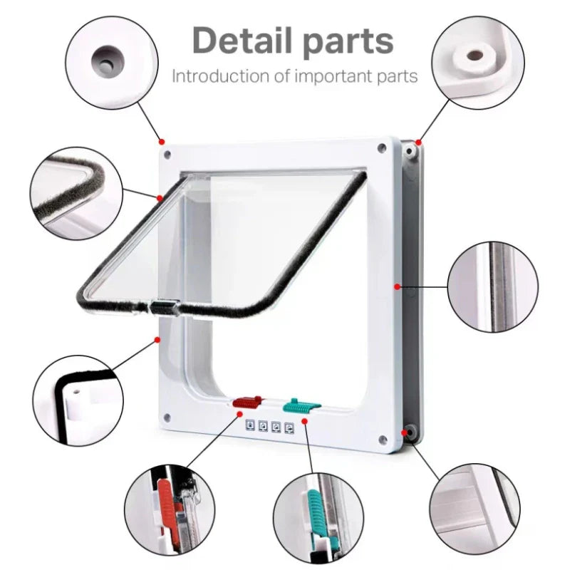 Magnetic Cat Flap Door with 4-Way Lock-My Little Pet