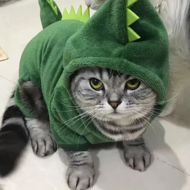 Dinosaur-Themed Fleece Costume for Cats and Small Dogs-My Little Pet