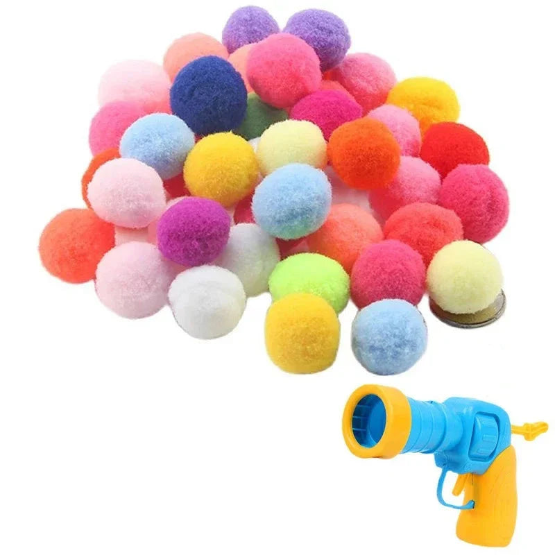 Interactive Cat Toy - Mini Shooting Gun with 100 Colorful Plush Balls-My Little Pet