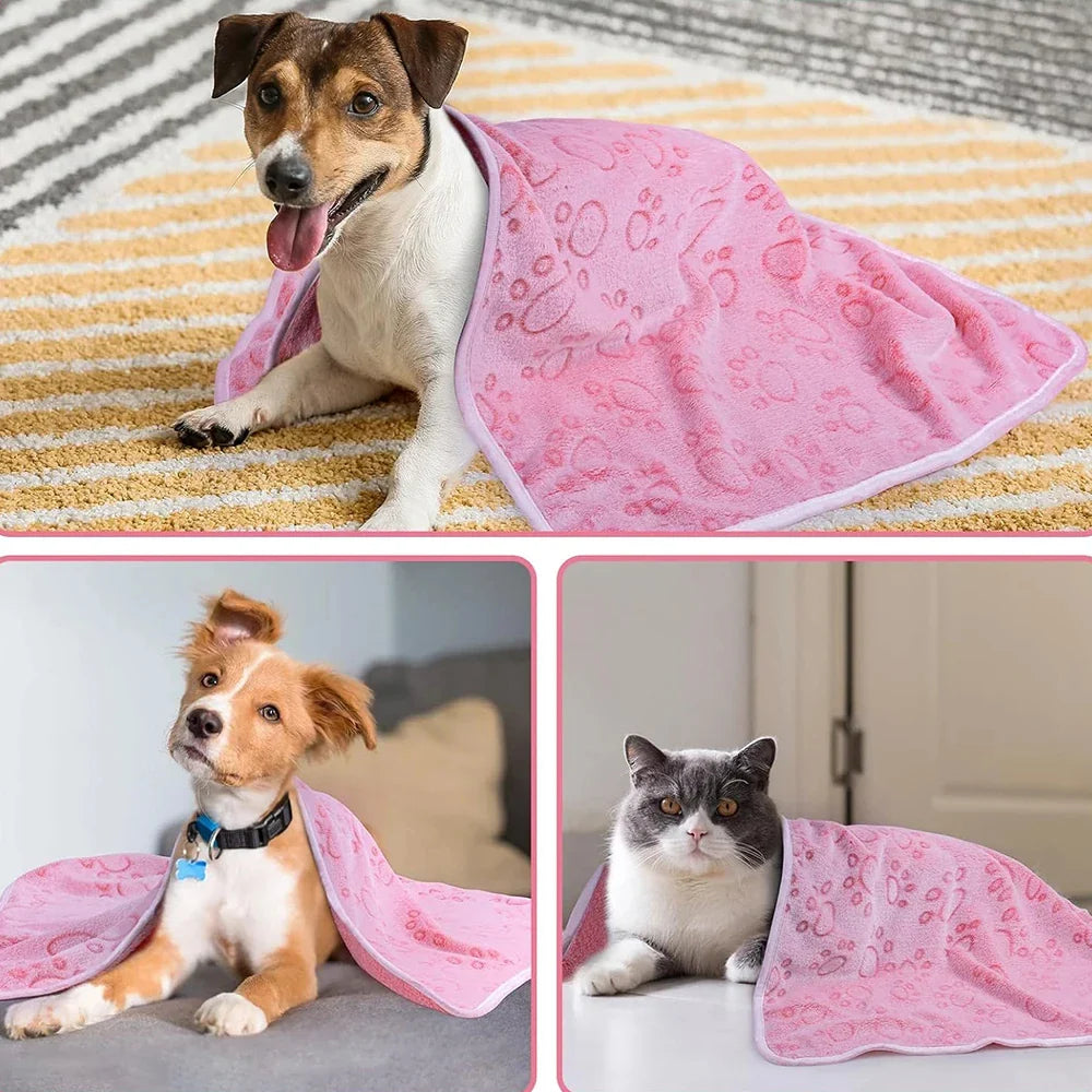 Luxurious Paw Print Dog Blanket - Soft, Warm & Machine Washable-My Little Pet