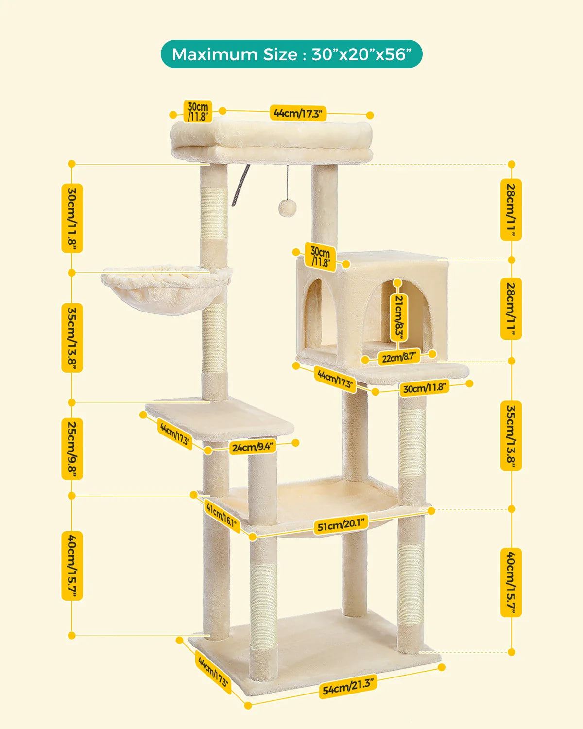 Multi-Level Cat Tree Tower with Scratching Post and Cozy Condo-My Little Pet