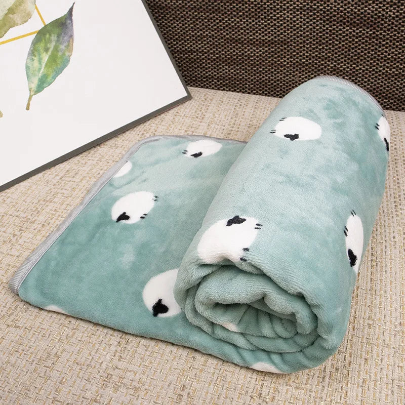 Cozy Flannel Pet Blanket for Dogs and Cats - Winter Warmth with Cartoon Designs-My Little Pet