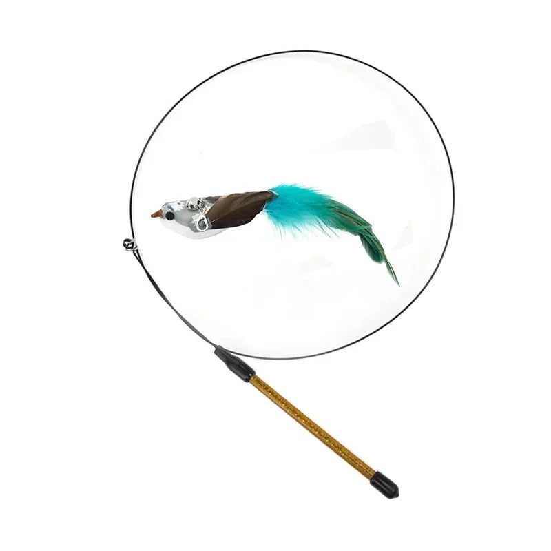 Interactive Peacock Feather Cat Toy with Bell and Suction Cup-My Little Pet