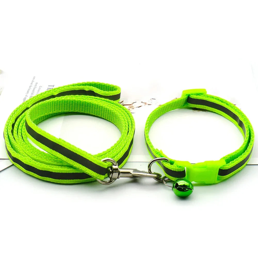 Adjustable Dog Leash and Collar Set with Paw Print Design-My Little Pet