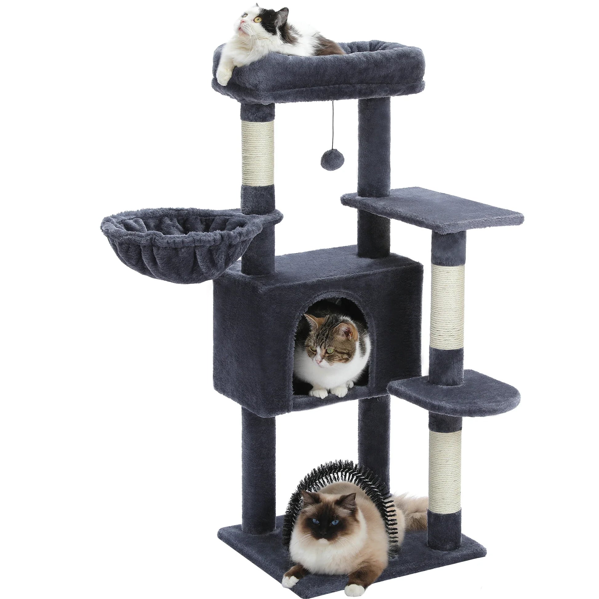 Indoor Cat Tree Tower with Self Groomer-My Little Pet