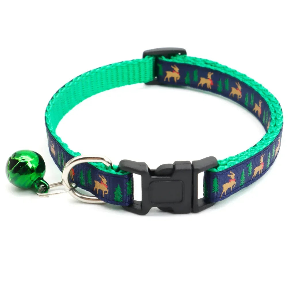 Adjustable Pet Collar with Bell for Cats and Dogs - Festive Design-My Little Pet