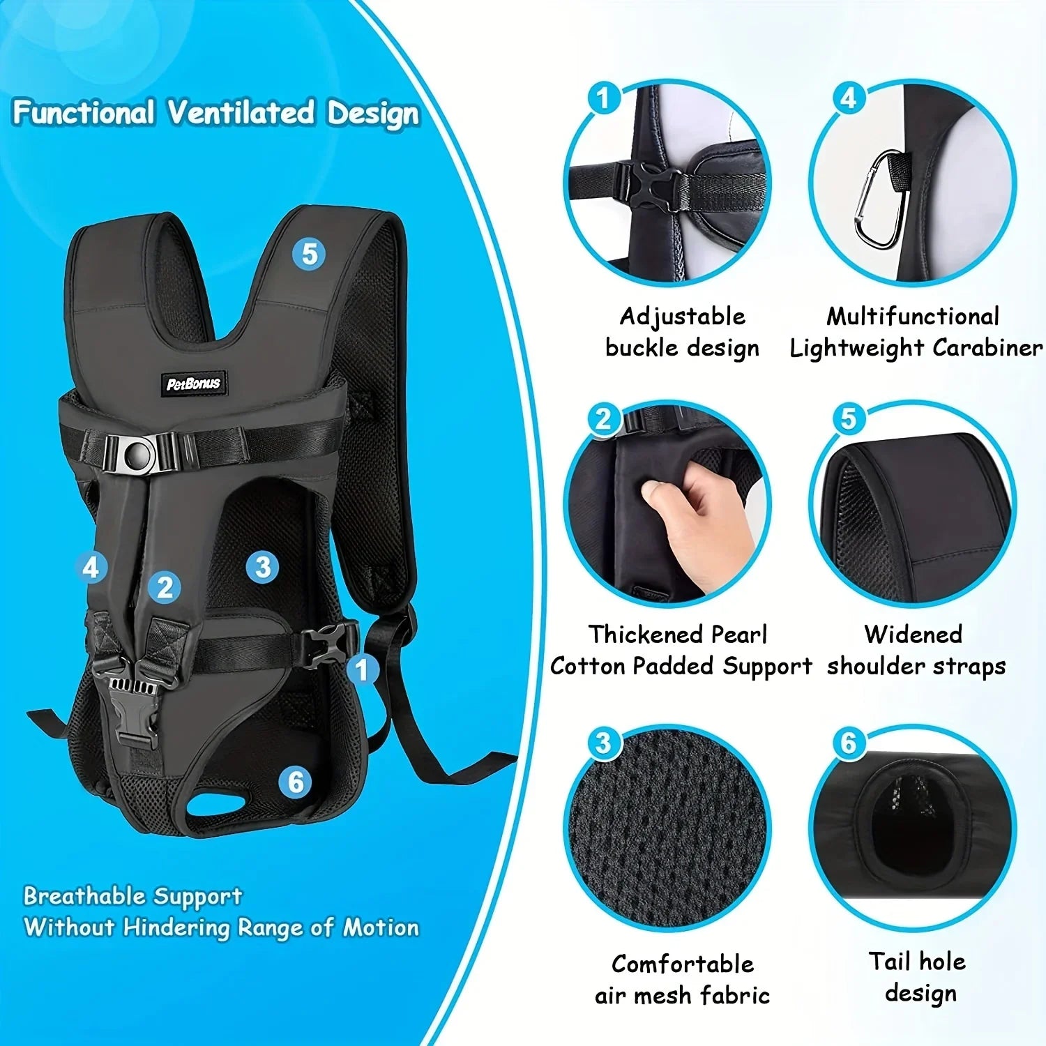 Adjustable Dog Carrier Backpack for Medium and Small Dogs-My Little Pet