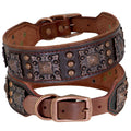 Luxury Genuine Leather Dog Collar with Spikes and Metal Rivets, 2inch Wide-My Little Pet