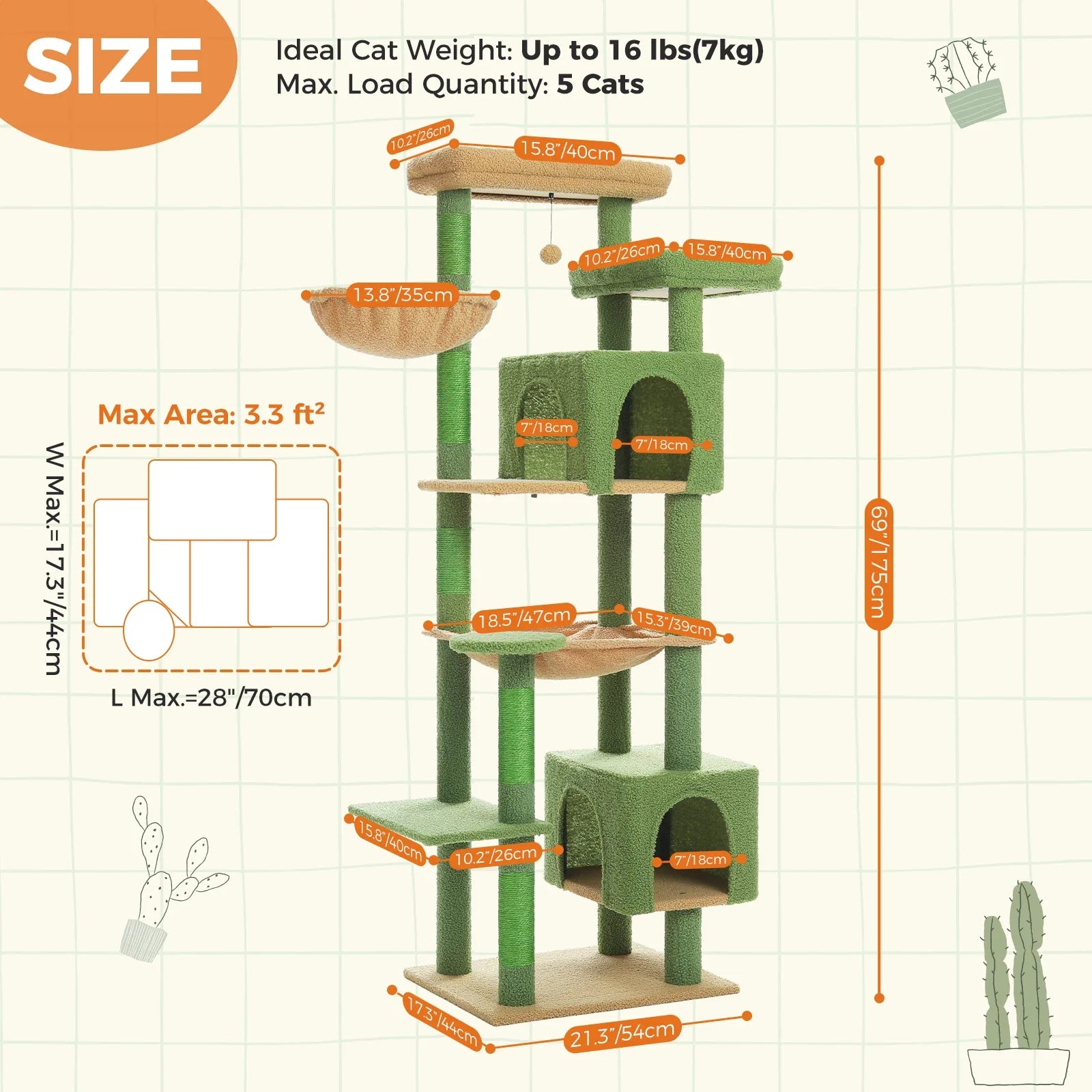 Multi-Level Cat Tree with Scratching Posts and Condos-My Little Pet