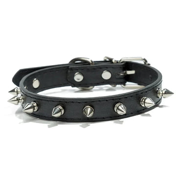 Leather Spiked Dog & Cat Collar - Stylish Studded Neck Strap for Pets-My Little Pet