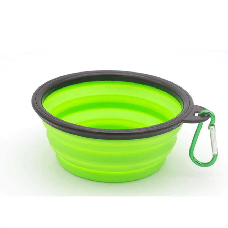 Folding Portable Silicone Dog Feeder Bowl – 2-in-1 Pet Dispenser with Carabiner for Outdoor Travel - My Little Pet