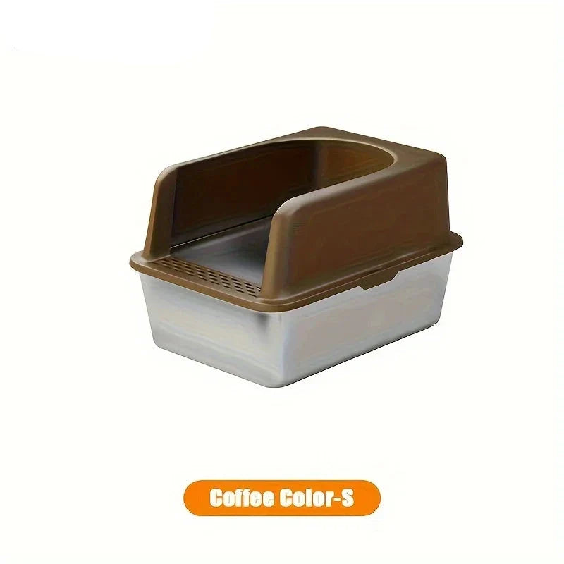 Extra Large Stainless Steel Cat Litter Box with Lid - Odor Resistant & Leak Proof-My Little Pet