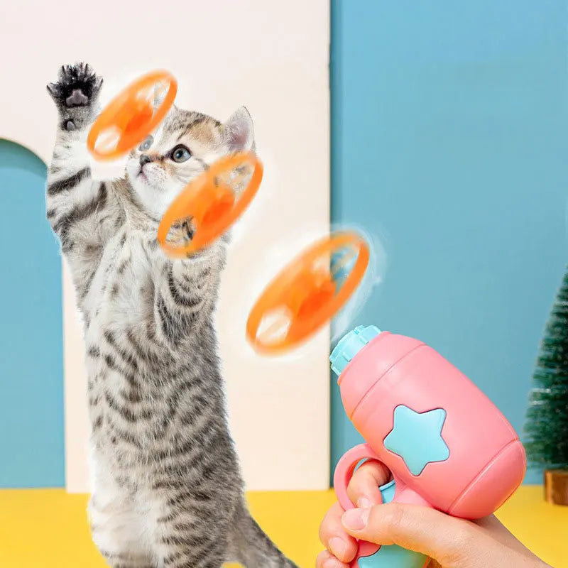 Interactive Cat Toy Set with Launcher and 15 Flying Discs-My Little Pet