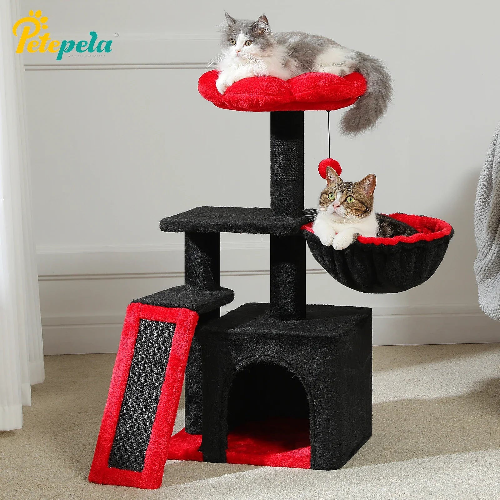 Luxury Indoor Cat Tree with Hammock, Double Condos, and Scratching Posts-My Little Pet