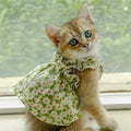 Sphynx Cat Summer Dress - Cotton Suspender Skirt with Floral Pattern-My Little Pet