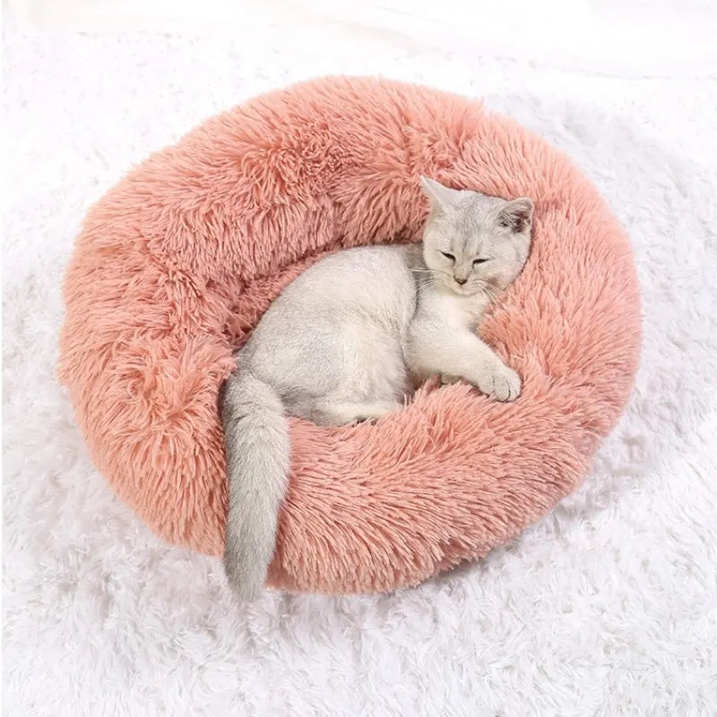 Round Plush Pet Bed – Cozy and Warm for Cats and Dogs-My Little Pet