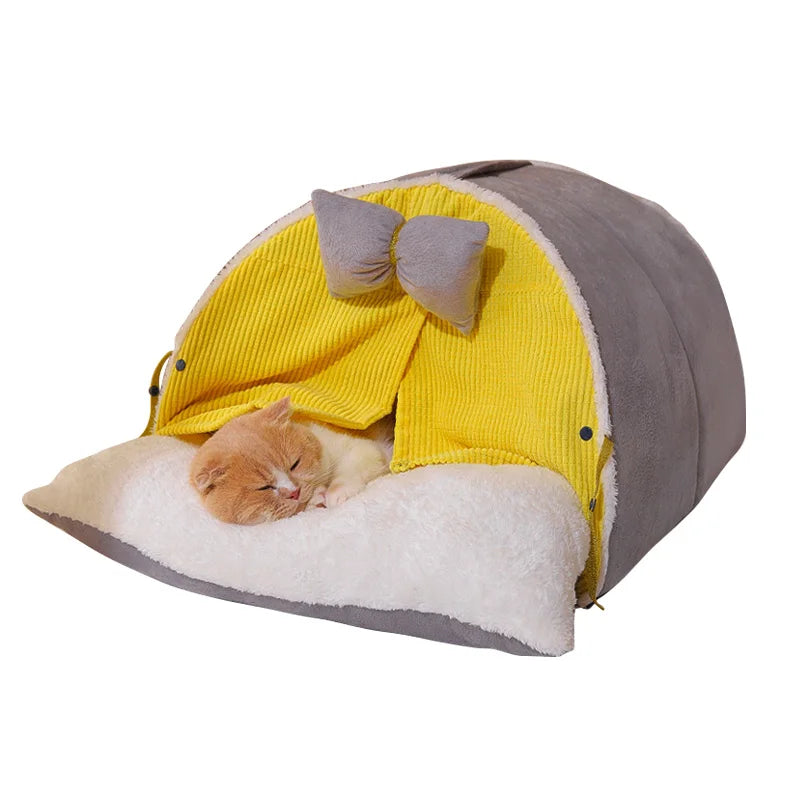 Cozy Winter Cat Tent - Plush and Warm Pet Bed-My Little Pet