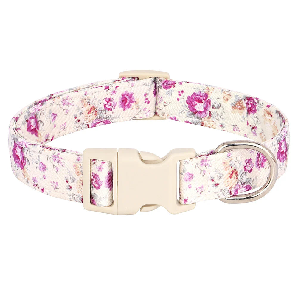 Adjustable Nylon Dog Collar with Floral Print for All Dog Sizes-My Little Pet