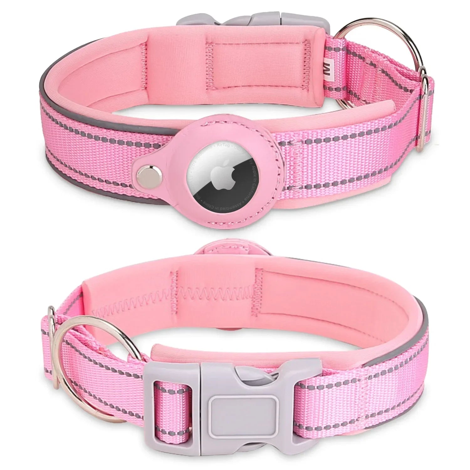 Waterproof Leather Dog Collar with Airtag Holder-My Little Pet