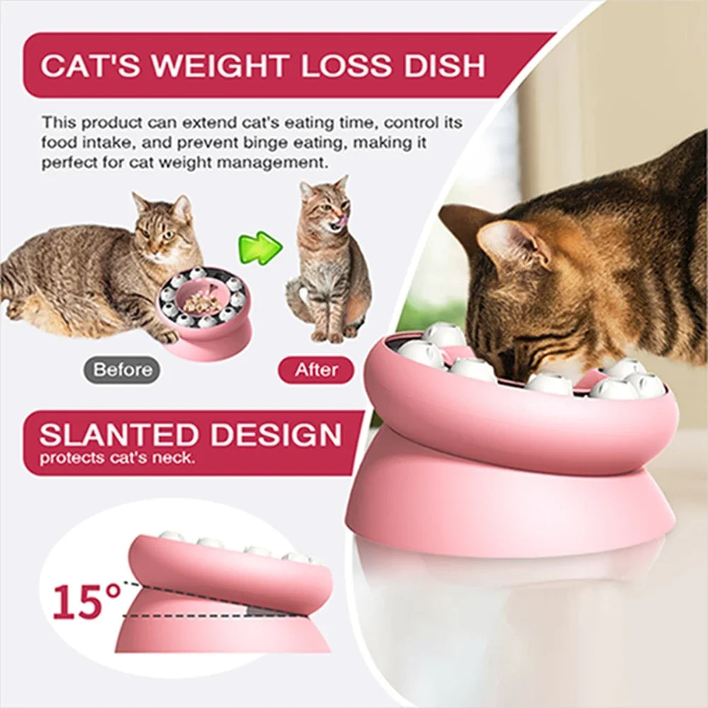 Interactive Slanted Cat Feeder Bowl for Slow Feeding-My Little Pet