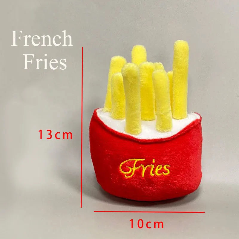 Soft Plush Squeaky Dog Toys - Ice Cream, Fries, and Hamburger Shapes-My Little Pet