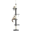 Floor-to-Ceiling Cat Tree - 228-274cm Tall Cat Climbing Tower-My Little Pet