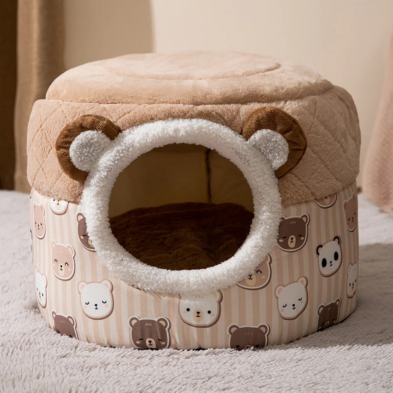 Cozy Pet House for Cats and Dogs - Plush Indoor Sleeping Cave with Removable Cushion-My Little Pet