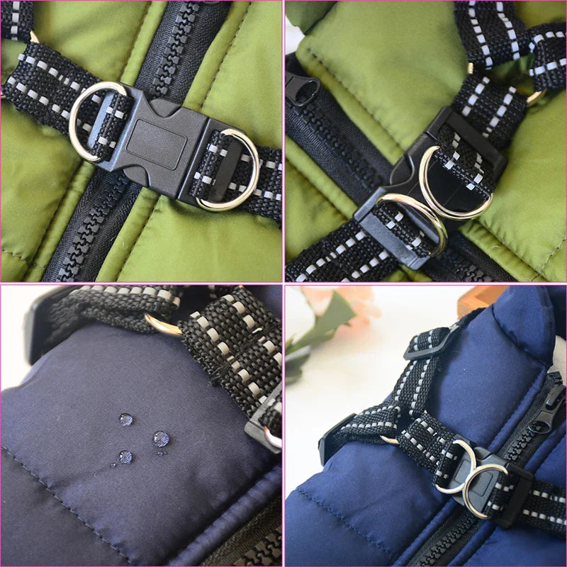 Winter Warm Waterproof Dog Jacket with Integrated Harness-My Little Pet