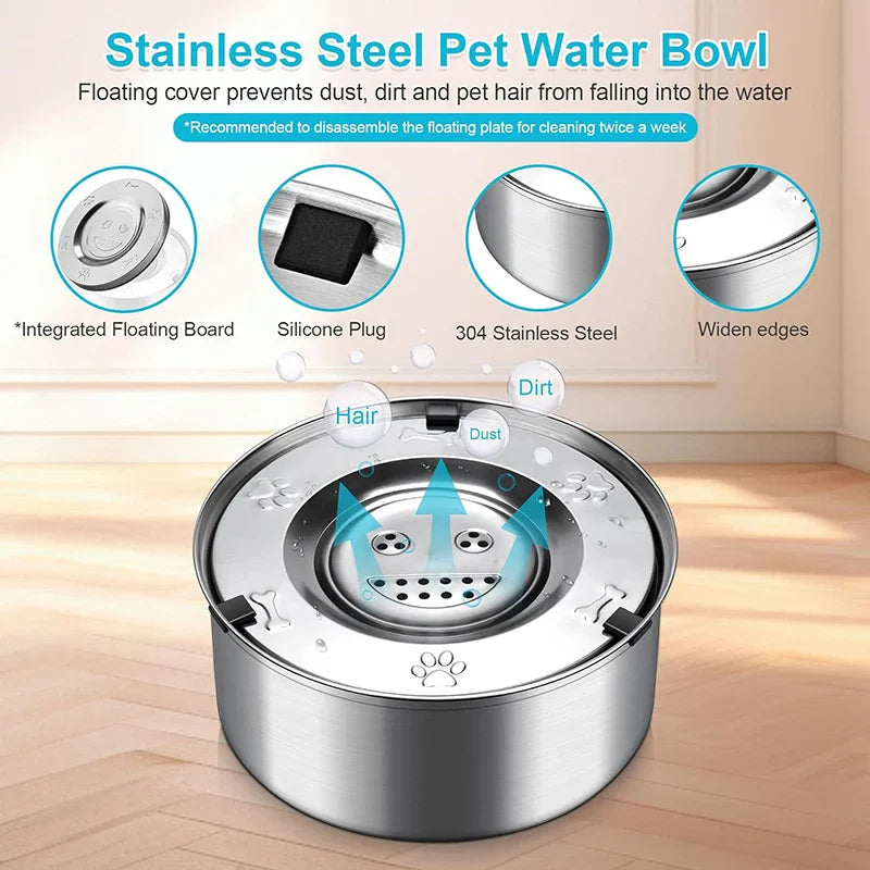 Stainless Steel Dog Water Bowl with No-Spill Design-My Little Pet