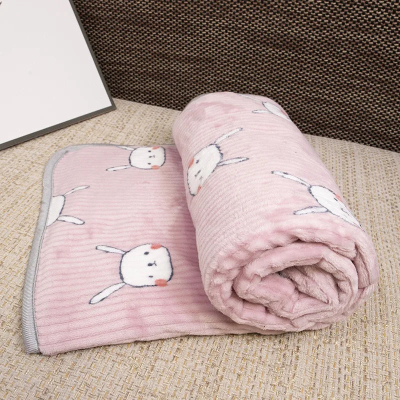 Cozy Flannel Pet Blanket for Dogs and Cats - Winter Warmth with Cartoon Designs-My Little Pet