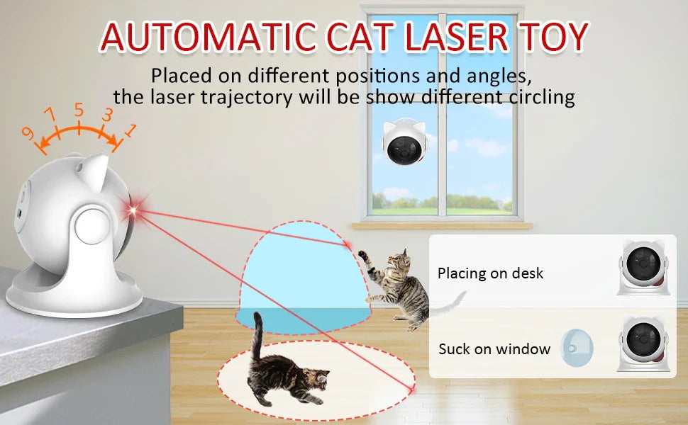 Rechargeable Automatic Cat Laser Toy with Adjustable Speeds and Angles-My Little Pet