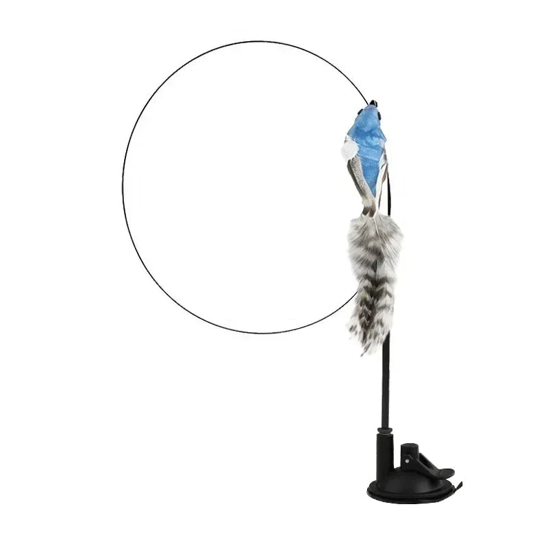 Interactive Peacock Feather Cat Toy with Bell and Suction Cup-My Little Pet