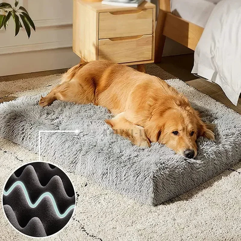 Luxurious Plush Pet Bed with Memory Foam and Heat-Reflective Features-My Little Pet