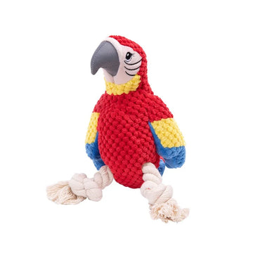 Pet Parrot Toy for Dogs – Teeth Cleaning Plush with Sound & Rope Knots-My Little Pet