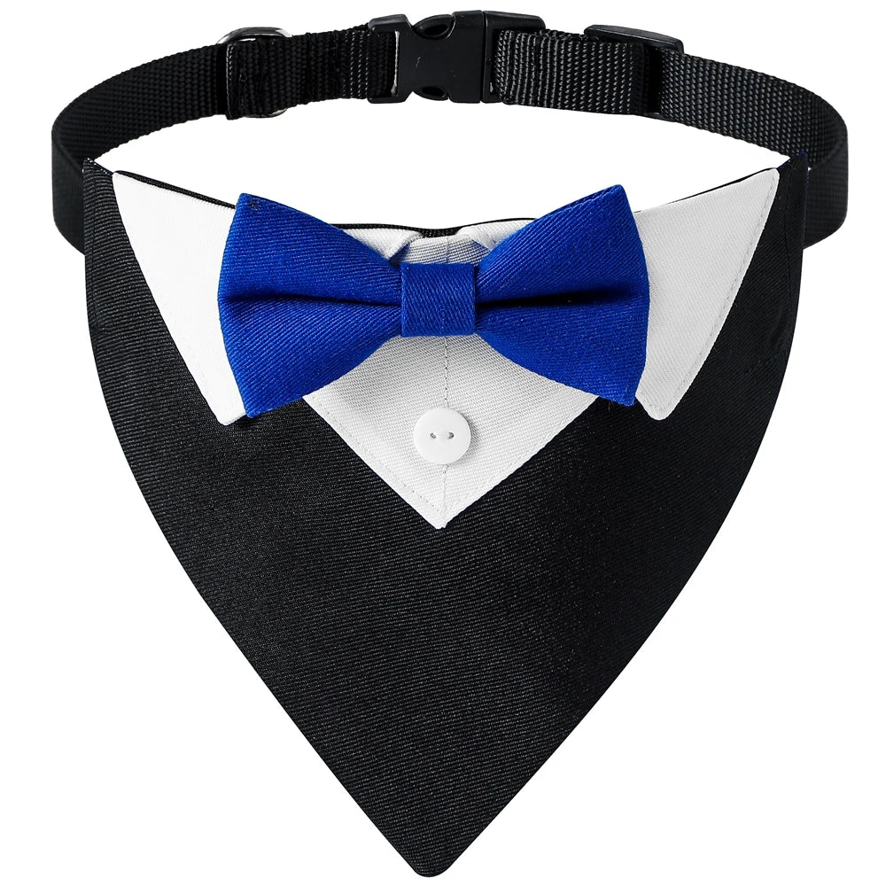 Elegant Adjustable Dog Tuxedo Collar with Bow Tie for Special Occasions-My Little Pet