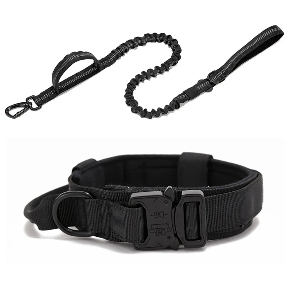 Reflective Nylon Dog Collar and Leash Set for Large Dogs - Tactical Training Gear-My Little Pet