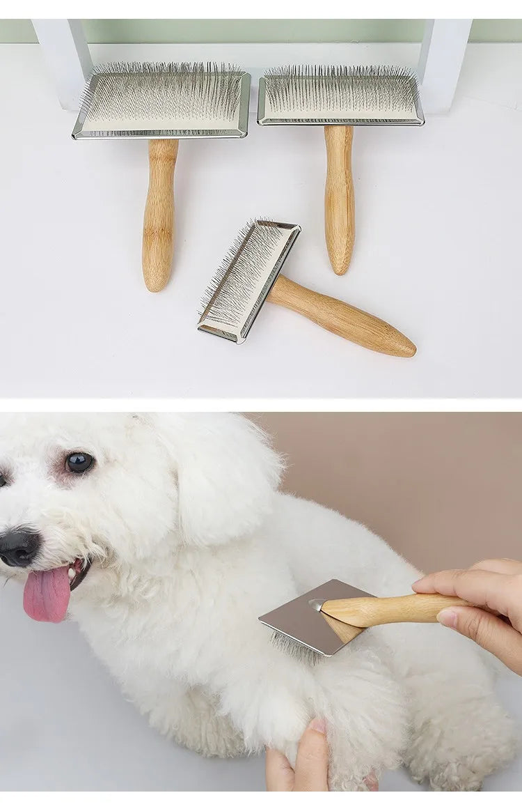 Premium Wooden Dog Comb and Cat Brush - Grooming and Massage Tool with Stainless Steel Teeth-My Little Pet